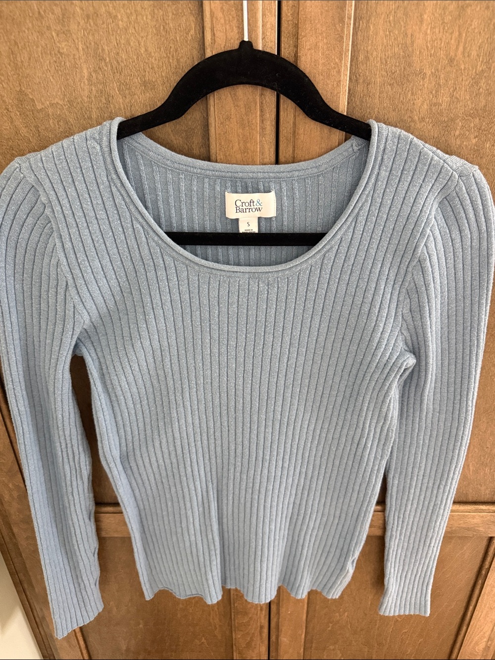 croft & barrow Light Blue Ribbed Scoop-Neck Sweater